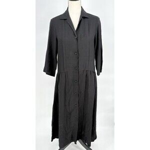 Ines De La Fressange x Uniqlo Dress X‎ Small Womens Black Button Shirt Midi